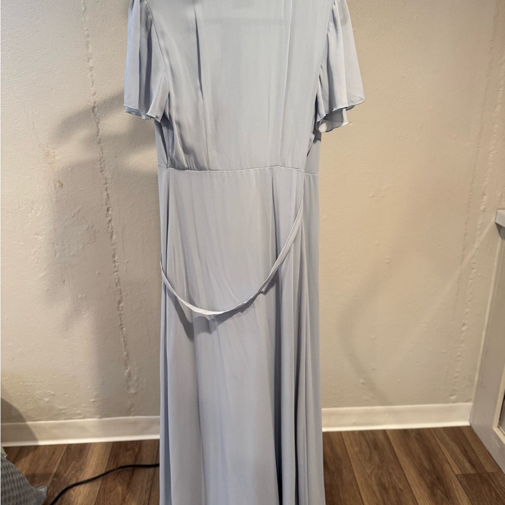 Elegant Flutter Sleeve Wrap Maxi Dress in Light Blue